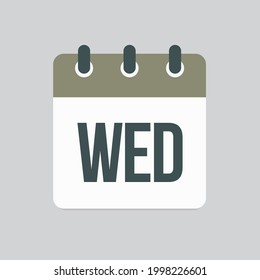 Template quadratisch Symbol Seite Kalender, Tag der Woche - Mittwoch. Einfache Vektorgrafik. Datumsliste des Monats, Aufgabenliste. Kalender an der Wand. Programm und Planung