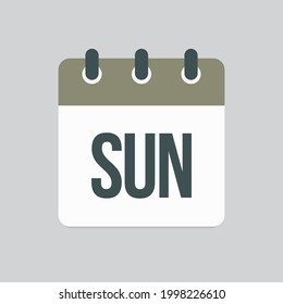 Template square icon page calendar, day of the week - Sunday. Simple vector object illustration. Date list of month, to-do list. Calendar on the wall. Pictogram of schedule and planning