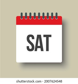 Calendario de la página de iconos cuadrados de plantilla, día de la semana - sábado. Ilustración simple de objetos vectoriales. Lista de fechas del mes, lista de tareas pendientes. Calendario en la pared. Pictograma de planificación y programación