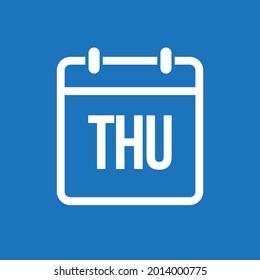 Template square icon page calendar, day of the week - Thursday. Simple vector object illustration. Date list of month, to-do list. Calendar on the wall. Pictogram of schedule and planning