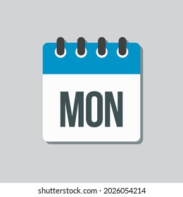 Template square icon page calendar, day of the week - Monday. Simple vector object illustration. Date list of month, to-do list. Calendar on the wall. Pictogram of schedule and planning