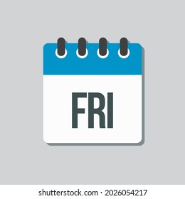 Calendario de la página de iconos cuadrados de plantilla, día de la semana - viernes. Ilustración simple de objetos vectoriales. Lista de fechas del mes, lista de tareas pendientes. Calendario en la pared. Pictograma de planificación y programación