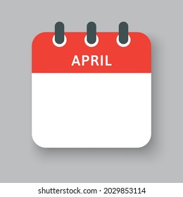 Template square icon page calendar, month of the year - April. Simple vector object illustration. Date list of month, to-do list. Calendar on the wall. Pictogram of schedule and planning
