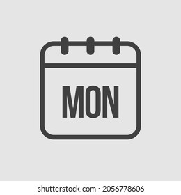 Template square icon page calendar, day of the week - Monday. Simple vector object illustration. Date list of month, to-do list. Calendar on the wall. Pictogram of schedule and planning