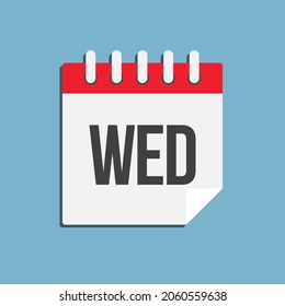 Template quadratisch Symbol Seite Kalender, Tag der Woche - Mittwoch. Einfache Vektorgrafik. Datumsliste des Monats, Aufgabenliste. Kalender an der Wand. Programm und Planung