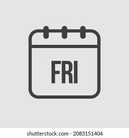 Calendario de la página de iconos cuadrados de plantilla, día de la semana - viernes. Ilustración simple de objetos vectoriales. Lista de fechas del mes, lista de tareas pendientes. Calendario en la pared. Pictograma de planificación y programación