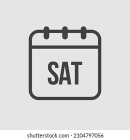 Template square icon page calendar, day of the week - Saturday. Simple vector object illustration. Date list of month, to-do list. Calendar on the wall. Pictogram of schedule and planning