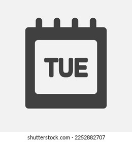 Template square icon page calendar, day of the week - Tuesday. Simple vector object illustration. Date list of month, to-do list pictogram. Concept can be used for presentation, layout, banner, graph