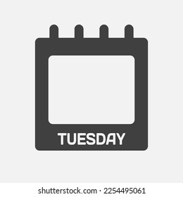 Template square icon page calendar, day of the week - Tuesday. Simple vector object illustration. Date list of month, to-do list pictogram. Concept can be used for presentation, layout, banner, graph