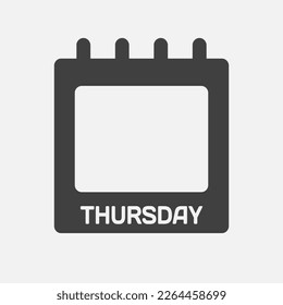 Template square icon page calendar, day of the week - Thursday. Simple vector object illustration. Date list of month, to-do list pictogram. Concept can be used for presentation, layout, banner, graph