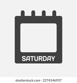 Template square icon page calendar, day of the week - Saturday. Simple vector object illustration. Date list of month, to-do list pictogram. Concept can be used for presentation, layout, banner, graph