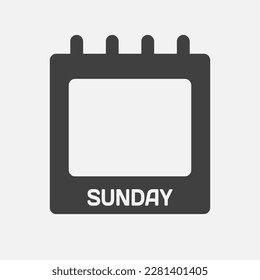 Template square icon page calendar, day of the week - Sunday. Simple vector object illustration. Date list of month, to-do list pictogram. Concept can be used for presentation, layout, banner, graph