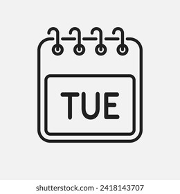 Template quadratisch Symbol Seite Kalender, Tag der Woche - Dienstag. Einfache Vektorgrafik. Datumsliste des Monats, Aufgabenliste. Kalender an der Wand. Programm und Planung