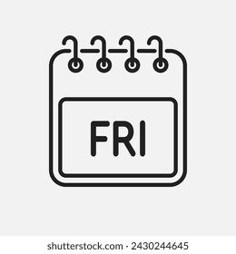 Template square icon page calendar, day of the week - Friday. Simple vector object illustration. Date list of month, to-do list. Calendar on the wall. Pictogram of schedule and planning