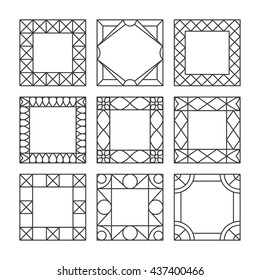 Template square photo frames. Album collage line design for kids, family or memories. Scrapbook concept, vector illustration.