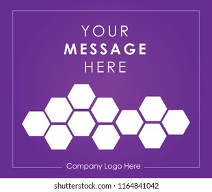 Template of square web purple honeycomb banner