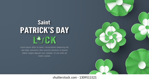 Template for St. Patrick's Day on Sunday, March 17. Vector illustration in 3D paper cut and craft style.