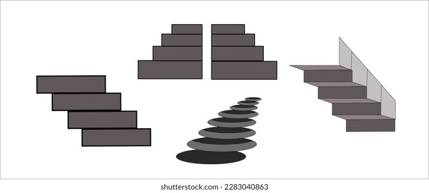 Template Staircase Isolated on White Background. Stairway Upwards for Interior or Exterior architecture. 3d vector illustration