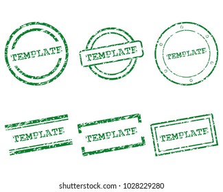 Template stamps on white
