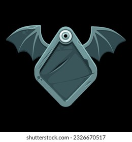 Template stone background for icon. Stone shield with wings
