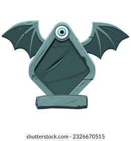 Template Stone shield with wings, Halloween icon