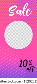 Template of stories sale banner background, template photo, can be use for, landing page, website, mobile app, poster, flyer, coupon, gift card, smartphone template, web design