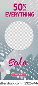 Template of stories sale banner background, template photo, can be use for, landing page, website, mobile app, poster, flyer, coupon, gift card, smartphone template, web design