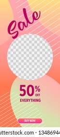 Template of stories sale banner background, template photo, can be use for, landing page, website, mobile app, poster, flyer, coupon, gift card, smartphone template, web design