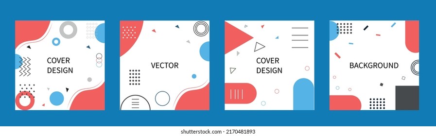 Template for stories, social media, banners. Trendy abstract background with shapes and doodles. 
