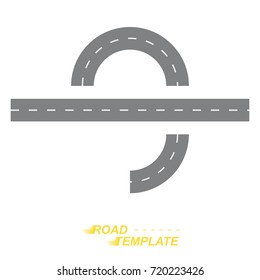 Template a straight and winding road on a white background.  Flat vector illustration EPS 10