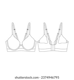template strappy bra vector illustration flat design outline clothing collection