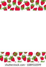 Template with strawberry and leaves. Design for logo, cards, banners and textile. EPS 10