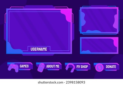 Vorlage für Streaming-Service. Windows für UI- und UX-Schnittstellen. Erstellen von interessanten Inhalten und Videos. Banner und Poster. Cartoon-FlachVektorgrafik einzeln auf violettem Hintergrund