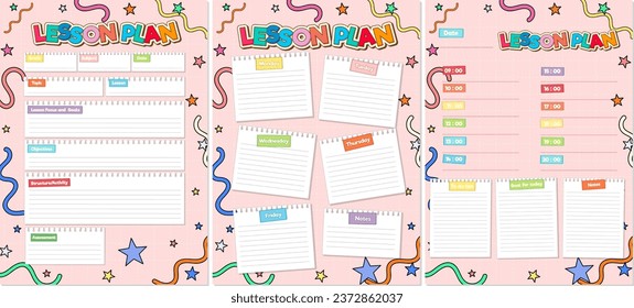 A template for students' lesson plans on a lined notepad