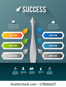Template success concept vector with 3D arrows. can use for business concept. idea object, printing object for brochure, concept modern design template, diagram, step up options, 