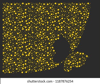 The template is suitable for greeting cards, invitations. Yellow design elements for laser cutting. Dotted object for laser cut. Vector butterfly drawn with dots.The picture suitable for laser cut.