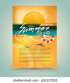 Template for summer advertising. Vector illustration.