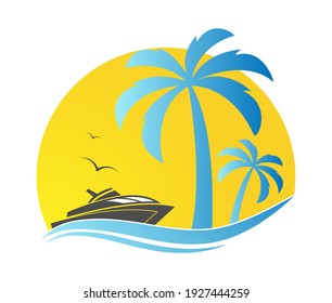 Template for the summer holiday logo. Vector illustration, flat design.
