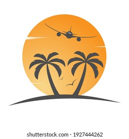 Vorlage für das Sommerurlaubslogo. Vektorgrafik, flaches Design.
