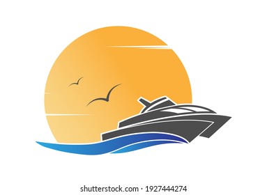 Template for the summer holiday logo. Vector illustration, flat design.
