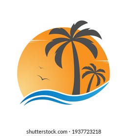 Template for the summer holiday logo. Vector illustration, flat design.
