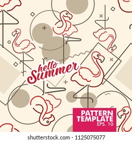 template summer patterns, flamingo birds