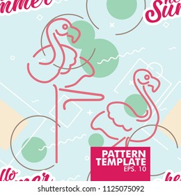 template summer patterns, flamingo birds