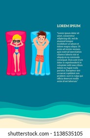 A template with a summer theme for creating leaflets, pages, posters. Top view of the surf.