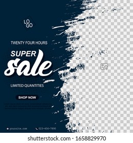 Template Super Sale For Social Media Post, Vector Illustration. 