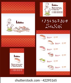 Template Of Sushi Menu And Business Card