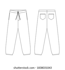Template sweatpants vector illustration flat design outline  clothing collection