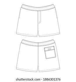 Template swim trunks vector illustration flat design outline clothing