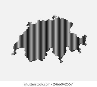 Template Switzerland map from grey vertical lines isolated on background. Europe country for pattern, design, illustration, infographic. Abstract concept parallel lines of silhouette map Switzerland