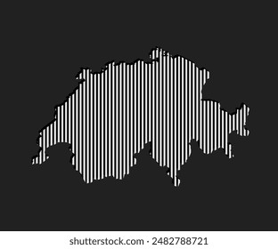 Plantilla Suiza mapa de líneas de Vertical gris aislado en el fondo. País de Europa para patrón, diseño, ilustración, infografía. Concepto Abstractas líneas paralelas de silueta mapa Suiza